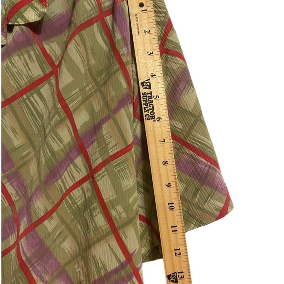 DonnKenny Casual Short Sleeve Top Geo Plaid XL Grannycore Button Shoulder Pad - Picture 5 of 10